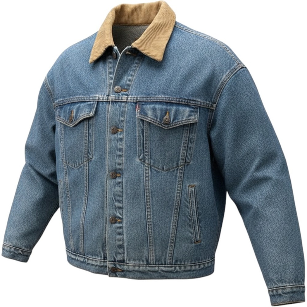 Vintage Gap Denim Trucker Jacket Medium Wash Corduroy Collar Blue Mens XL
